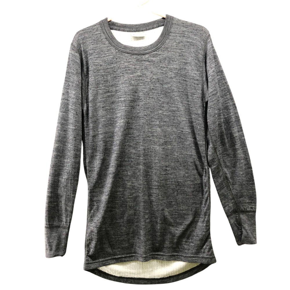 Stanfield's Wool Blend Thermal Shirt Mens M Gray Crewneck Long Sleeve Canada